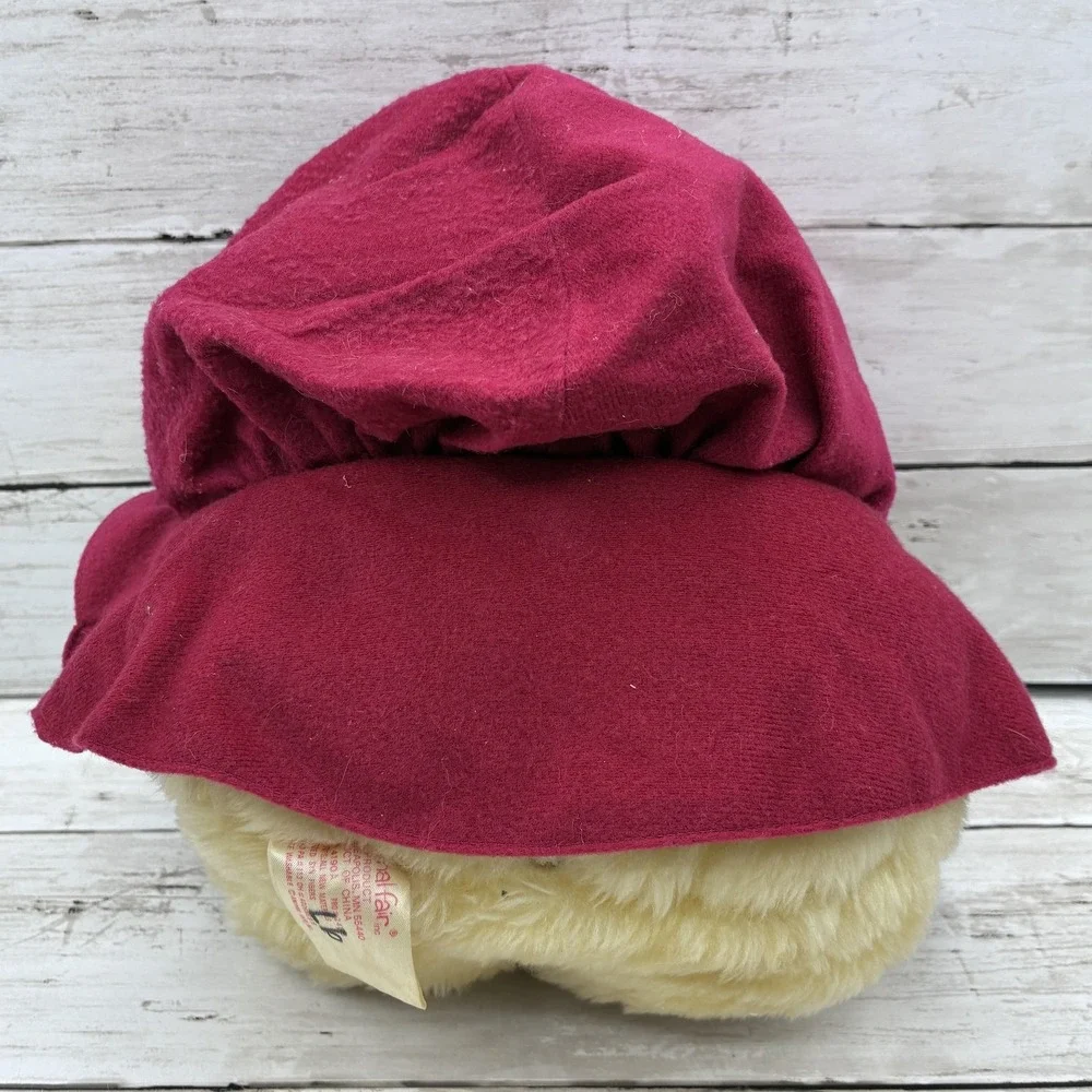 Vintage Chubbles Animal Fair Plush Stuffed Animal Red Hooded Robe Cream Yellow